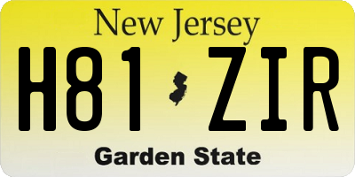 NJ license plate H81ZIR