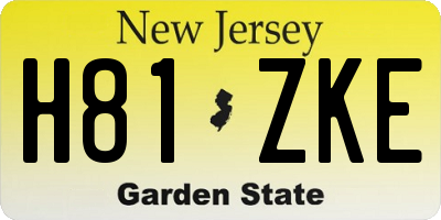NJ license plate H81ZKE