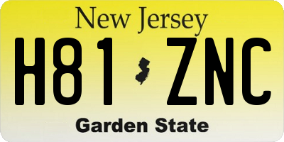 NJ license plate H81ZNC