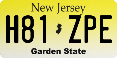 NJ license plate H81ZPE