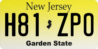 NJ license plate H81ZPO
