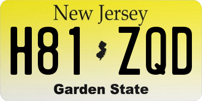 NJ license plate H81ZQD