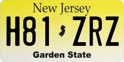 NJ license plate H81ZRZ