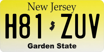 NJ license plate H81ZUV