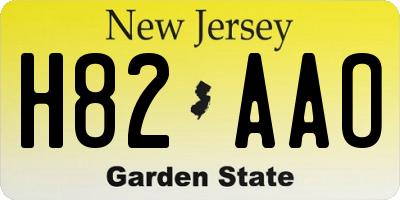 NJ license plate H82AAO