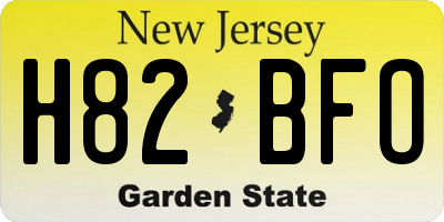 NJ license plate H82BFO