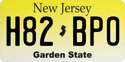 NJ license plate H82BPO