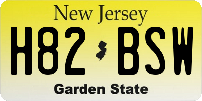 NJ license plate H82BSW