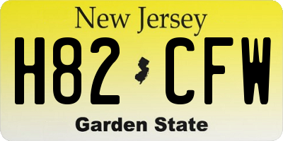 NJ license plate H82CFW