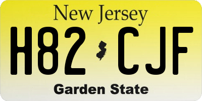 NJ license plate H82CJF
