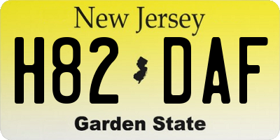 NJ license plate H82DAF