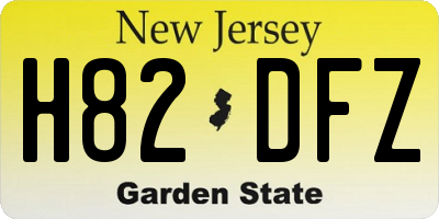 NJ license plate H82DFZ