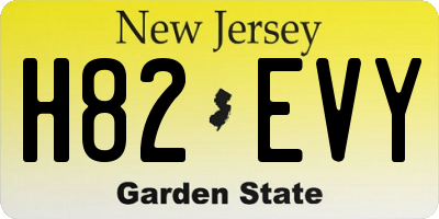 NJ license plate H82EVY