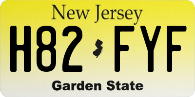 NJ license plate H82FYF
