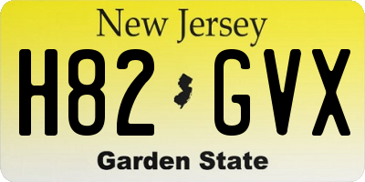NJ license plate H82GVX