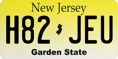 NJ license plate H82JEU