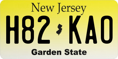 NJ license plate H82KAO