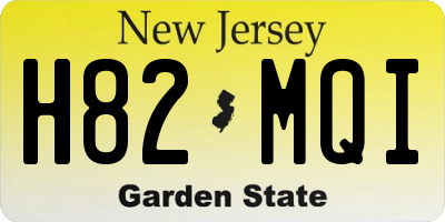 NJ license plate H82MQI