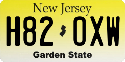 NJ license plate H82OXW