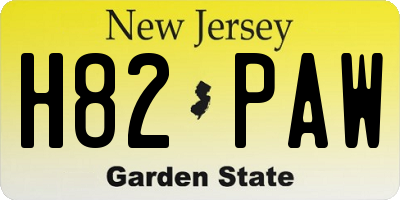 NJ license plate H82PAW