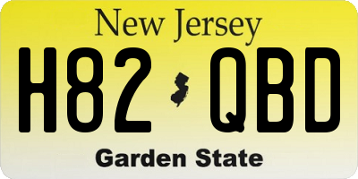 NJ license plate H82QBD