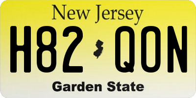 NJ license plate H82QON