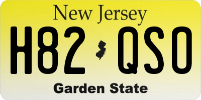 NJ license plate H82QSO