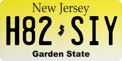 NJ license plate H82SIY