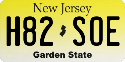 NJ license plate H82SOE