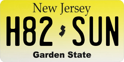 NJ license plate H82SUN