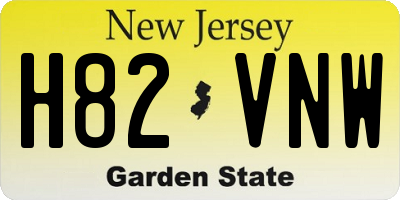 NJ license plate H82VNW