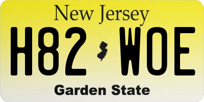 NJ license plate H82WOE