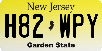 NJ license plate H82WPY