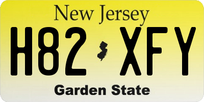 NJ license plate H82XFY