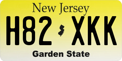 NJ license plate H82XKK