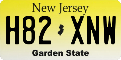 NJ license plate H82XNW