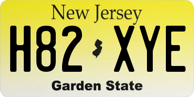 NJ license plate H82XYE