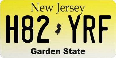 NJ license plate H82YRF