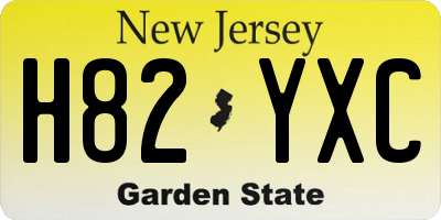 NJ license plate H82YXC
