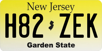 NJ license plate H82ZEK