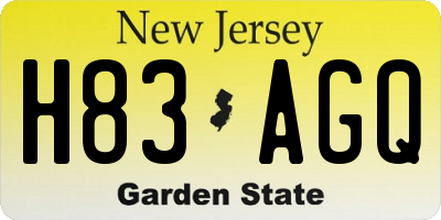 NJ license plate H83AGQ