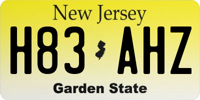 NJ license plate H83AHZ