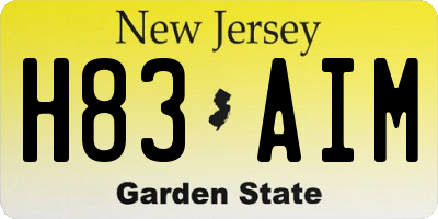 NJ license plate H83AIM