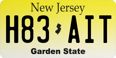 NJ license plate H83AIT