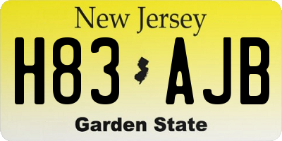 NJ license plate H83AJB