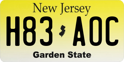NJ license plate H83AOC