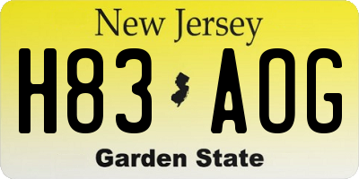 NJ license plate H83AOG