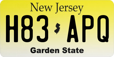 NJ license plate H83APQ