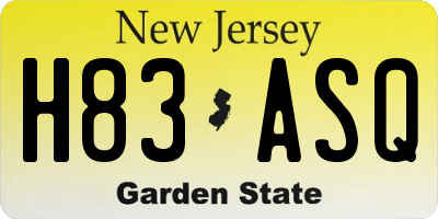 NJ license plate H83ASQ