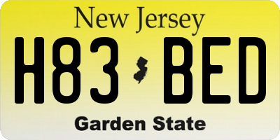 NJ license plate H83BED